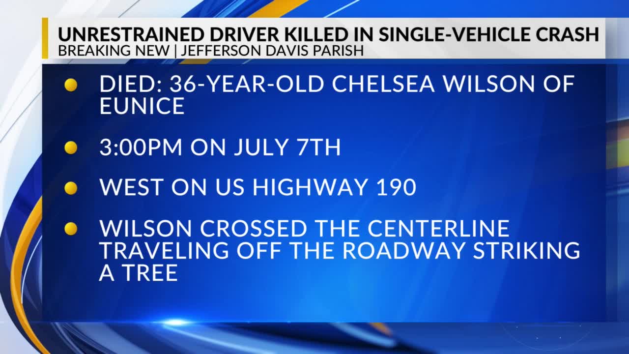 Eunice woman killed in single-vehicle crash in Jefferson Davis Parish ...