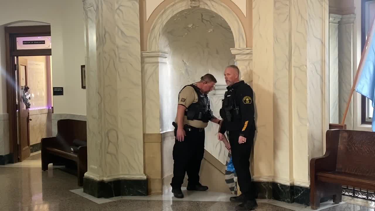 Joseph Hoek walks into Moody County Courthouse