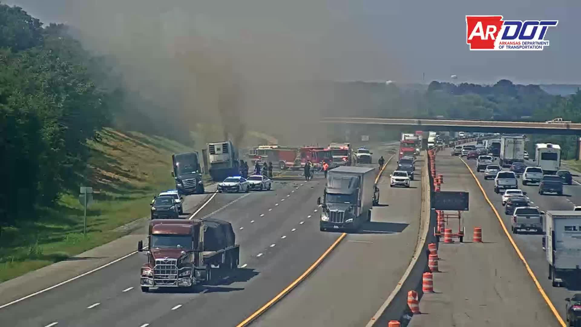 Tractor trailer catches fire on I-40 Eastbound near Conway – KLRT ...