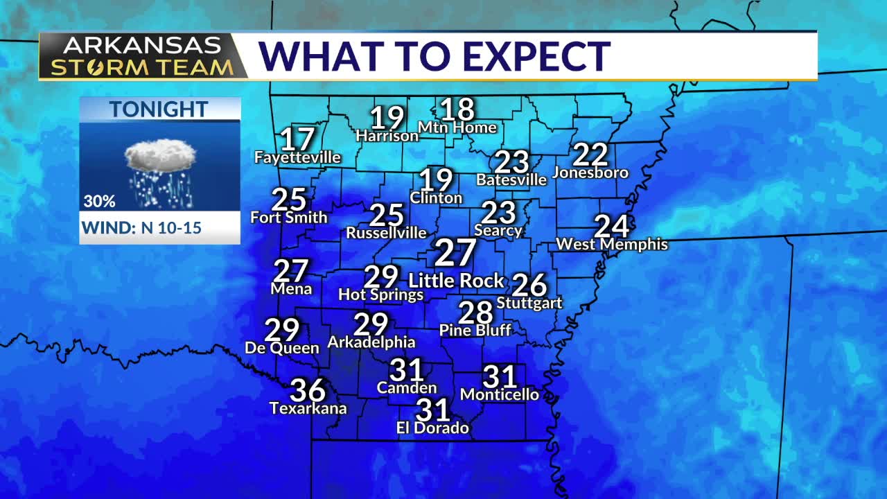 Cold front brings areas of light wintry mix – KLRT – FOX16.com