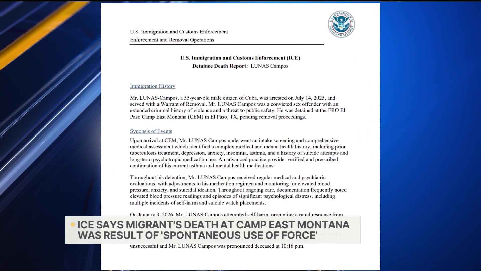 Texas New ICE Report on Detainees Death – CW39 Houston