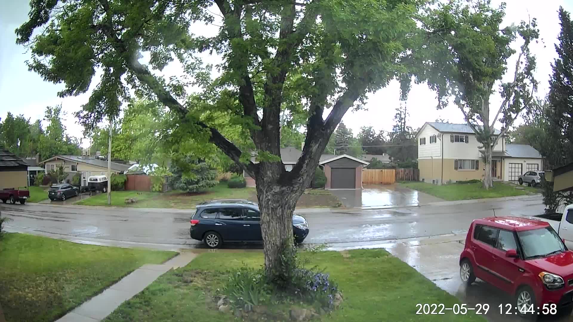 Security door cam footage captured the moment lightning struck a house