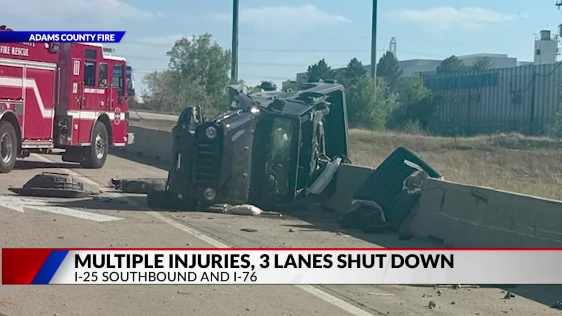 4 injured in rollover crash on I-25 in Adams County – FOX31 Denver